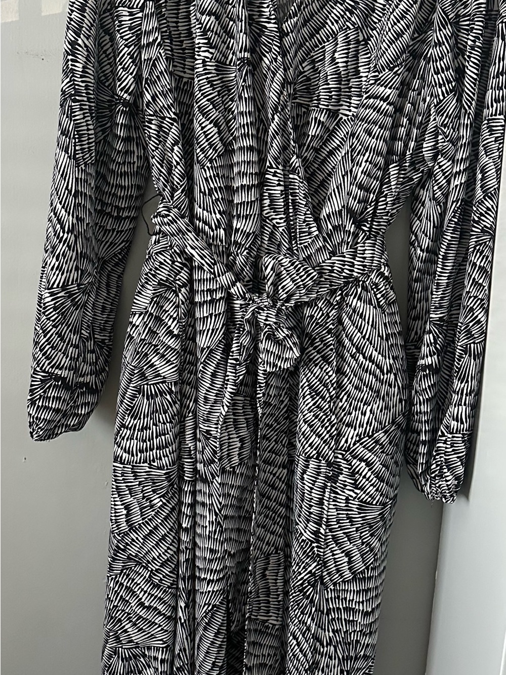 a new day Black & White Abstract Print Wrap Robe